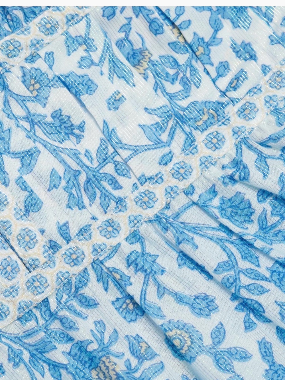 Poupette St Barth Chiara Floral Cotton Maxi Dress Large Blue Lazuli NWT - Picture 7 of 8